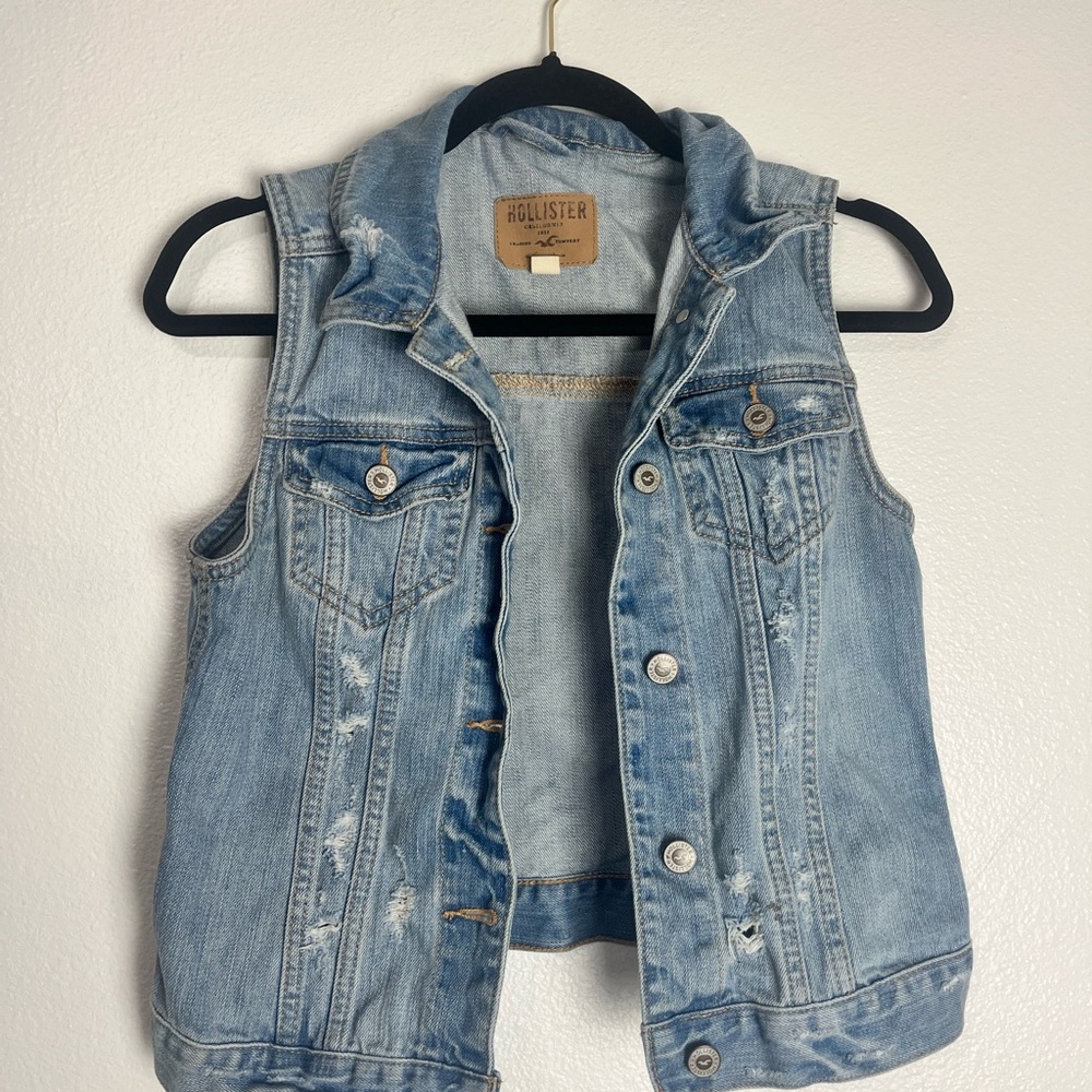Hollister Light Blue Denim Vest